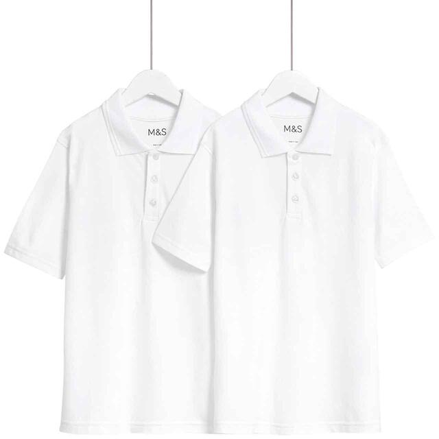 M&S Unisex Regular Polo, 3-14 Years, White