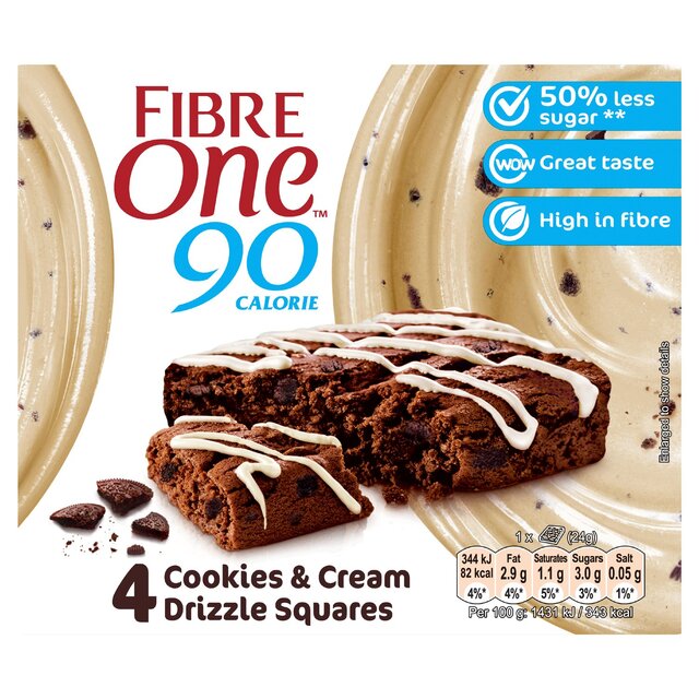 Fibre One 90 Calorie Cookies & Cream Drizzle Squares
