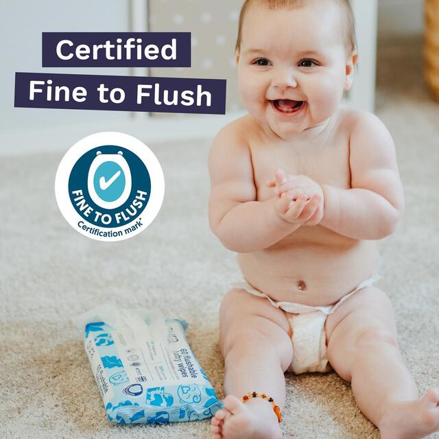 Pura Plastic Free Flushable Baby Wipes 12 x 60pk thumbnail 3