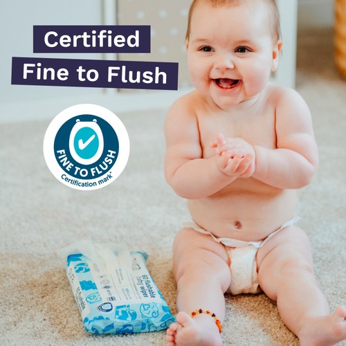 Pura Plastic Free Flushable Baby Wipes 60pk thumbnail 4