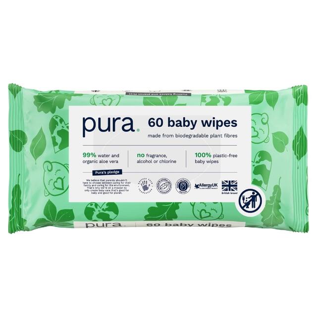 Pura Plastic Free Baby Wipes 12 x 60pk thumbnail 3