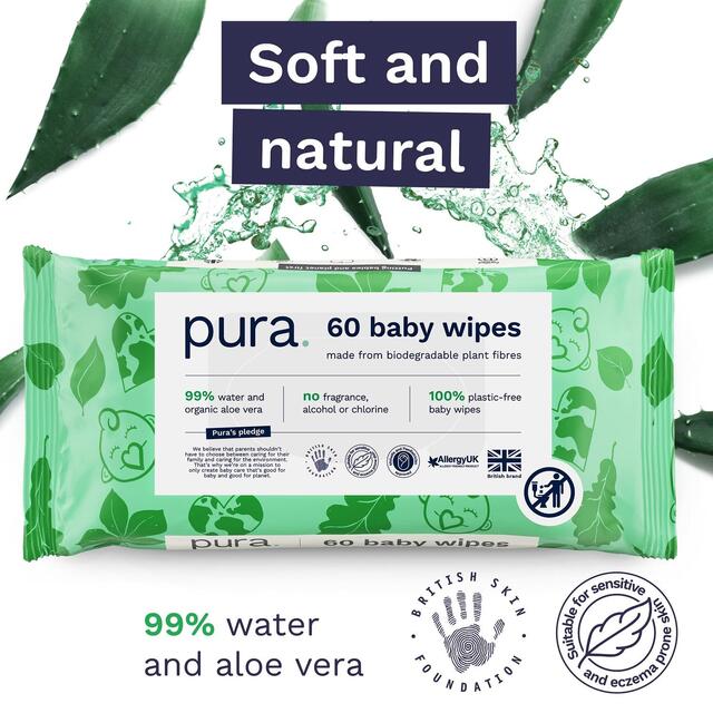 Pura Plastic Free Baby Wipes 12 x 60pk thumbnail 5