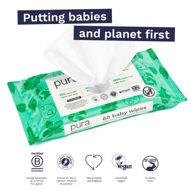 Pura Plastic Free Baby Wipes thumbnail 5