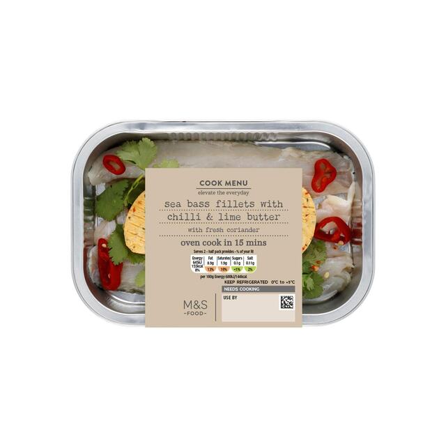 M&S Cook Menu Chilli, Lime & Coriander Seabass Fillets