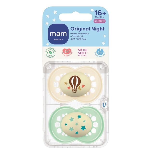 MAM Night Astro 16+m Soother 2pk