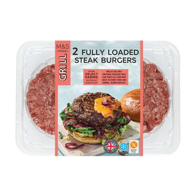 M&S 2 Fully Loaded Steak Burgers