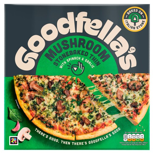 Goodfella's Stonebaked Thin Mushroom, Spinach and Garlic Pizza