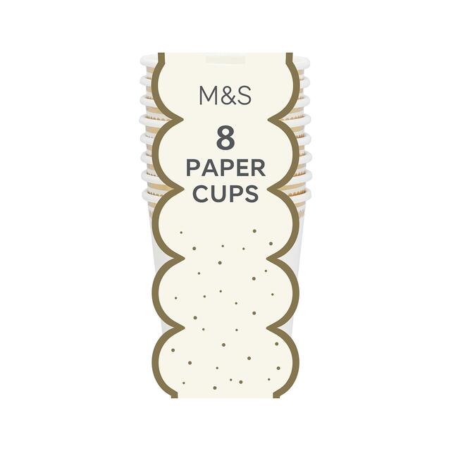 M&S White & Gold Paper Party Cups