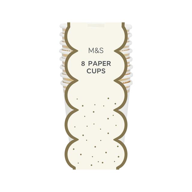 M&S White & Gold Paper Party Cups thumbnail 2