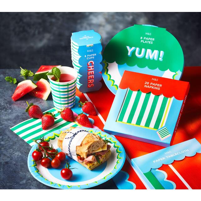 M&S Green & White Striped Paper Napkins thumbnail 3