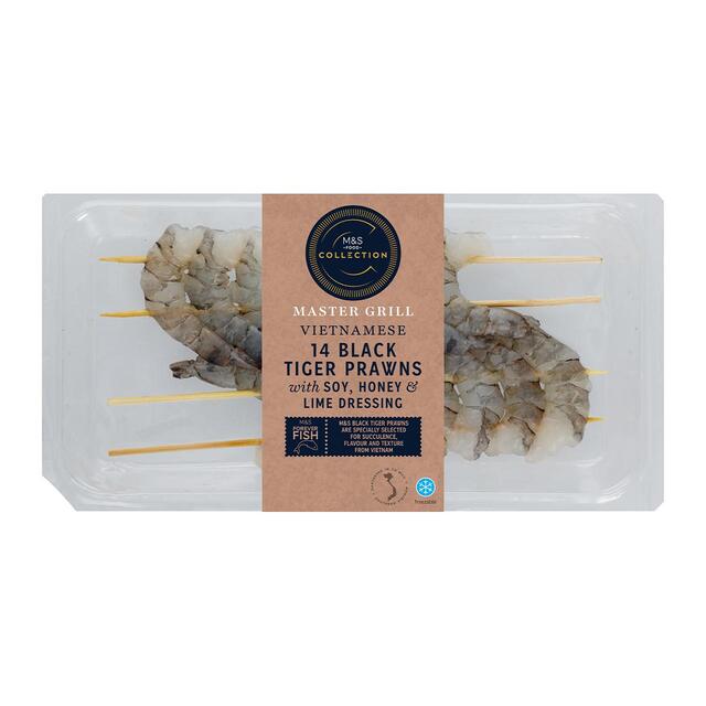 M&S Collection Master Grill 14 Black Tiger Prawns With Lime Dressing