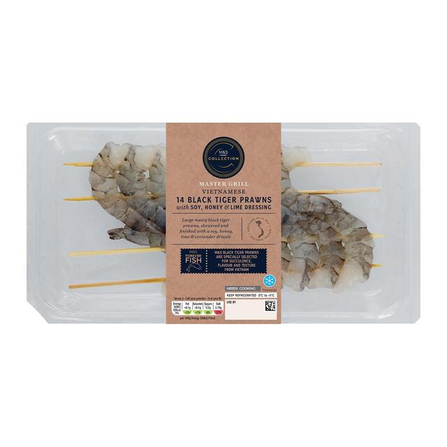 M&S Collection Master Grill 14 Black Tiger Prawns With Lime Dressing thumbnail 2