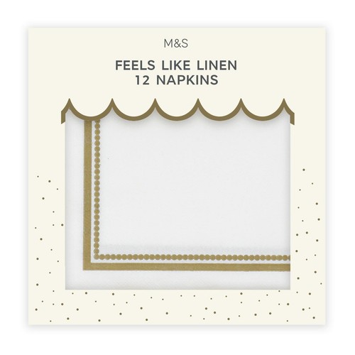 M&S White & Gold Feels Like Linen Napkins thumbnail 2