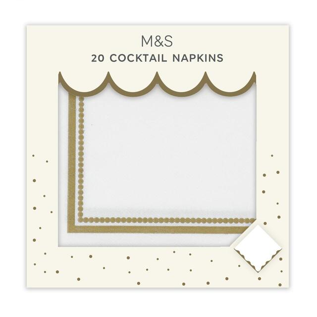 M&S White & Gold Paper Cocktail Napkins thumbnail 2