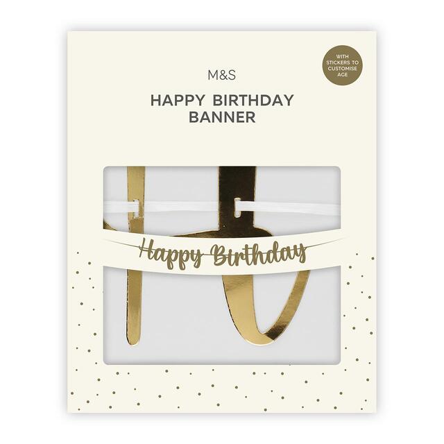 M&S Gold Happy Birthday Banner With Numbers thumbnail 2