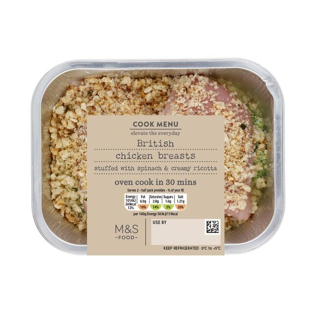 M&S Cook Menu 2 Chicken Breasts Stuffed with Spinach & Ricotta thumbnail 2