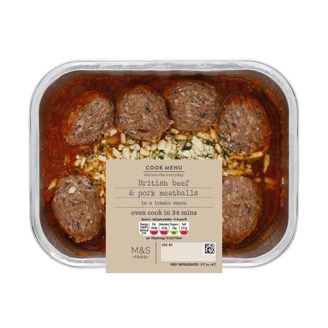 M&S Cook Menu Beef & Pork Meatballs with Cheese Topping