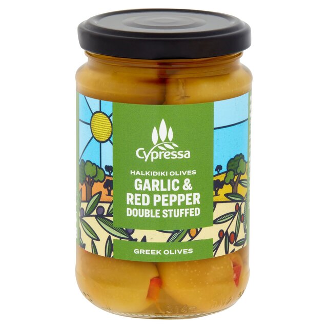 Cypressa Garlic & Red Pepper Double Stuffed Halkidiki Olives thumbnail 2