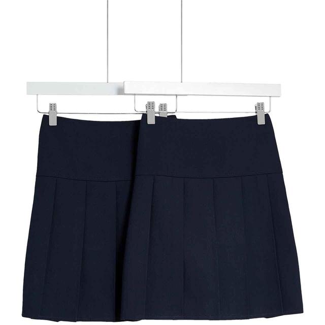 M&S 2Pk Pleated Skirt, 3-14 Years, Navy