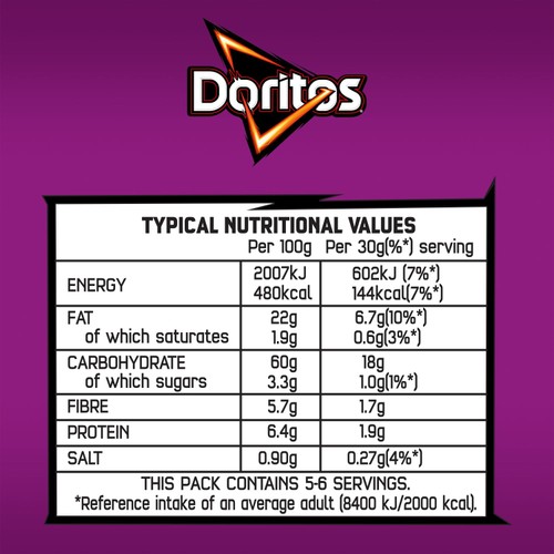 Doritos Extra Flamin' Hot Sharing Bag Crisps 163g thumbnail 3