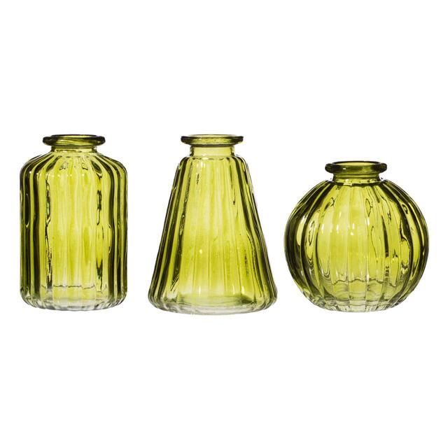 Sass & Belle Olive Green Glass Bud Vases