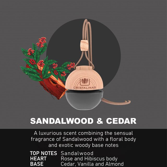 Cristalinas Car Air Freshener Sandalwood & Cedar thumbnail 2