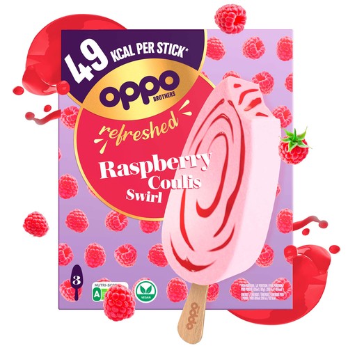 Oppo Refreshed Raspberry Coulis Low Calorie Sorbetto Sticks thumbnail 2