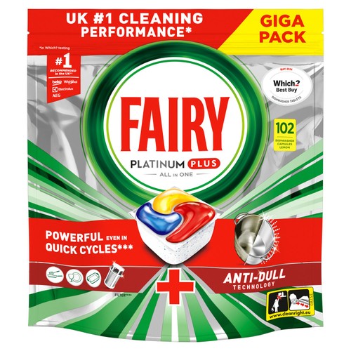Fairy Platinum Plus All In One Lemon Dishwasher Tablets thumbnail 2