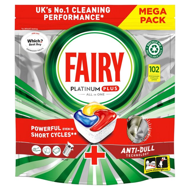 Fairy Platinum Plus All In One Lemon Dishwasher Tablets thumbnail 2