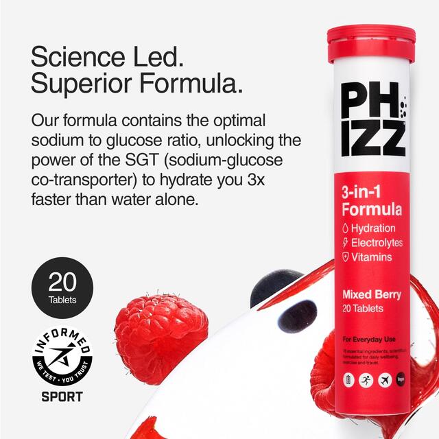 Phizz Mixed Berry 3-in-1 Hydration, Electrolytes and Vitamins Effervescent thumbnail 3