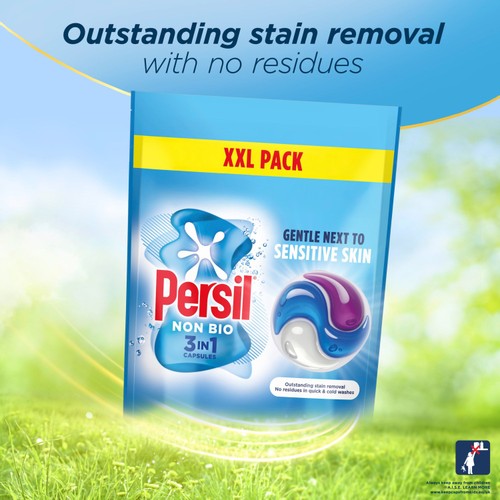 Persil Non Bio 3 in 1 Laundry Washing Detergent Capsules 58 Washes thumbnail 2