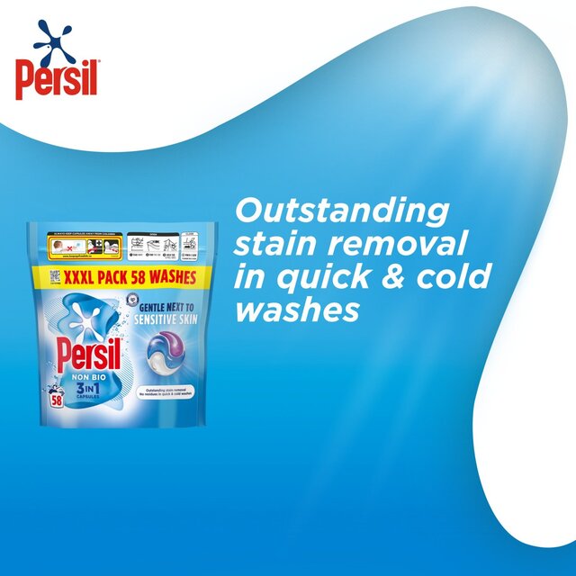Persil Non Bio 3 in 1 Laundry Washing Detergent Capsules 58 Washes thumbnail 4