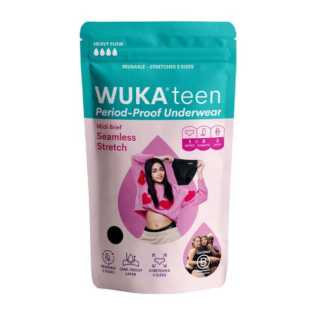 WUKA Teen Stretch Period Pants, Midi Brief, Heavy Flow