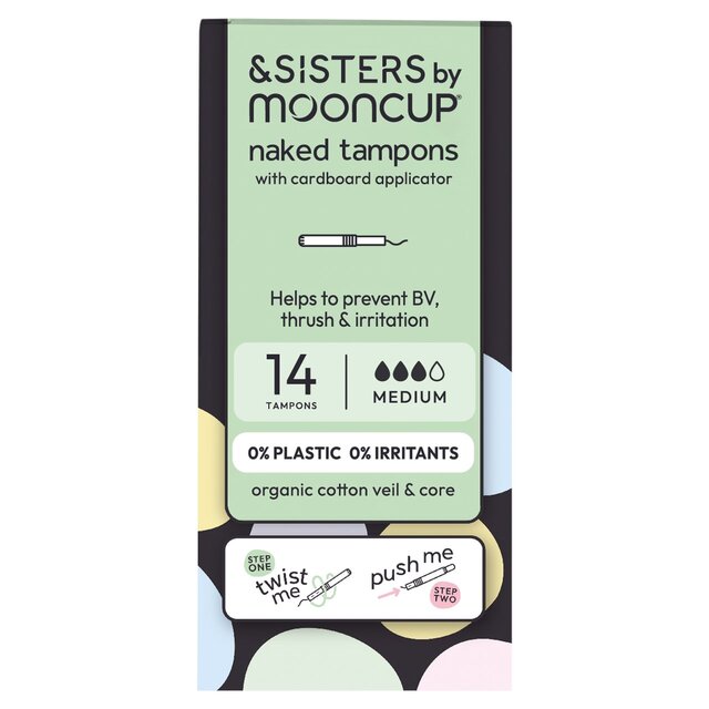 &SISTERS by Mooncup Organic Cotton Eco-applicator Tampons, Medium