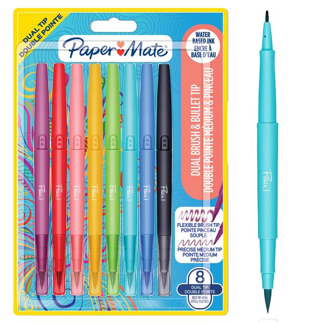 Paper Mate Flair 0.7mm Dual Brush Felt Tip Pens