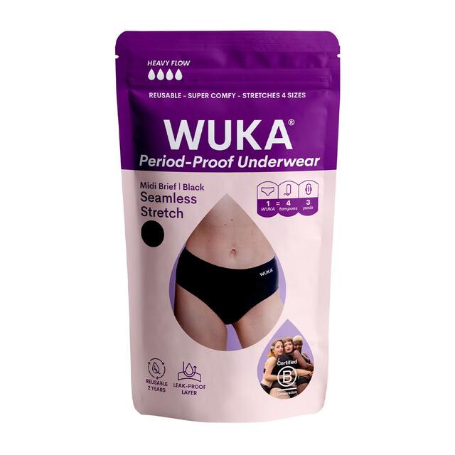 WUKA Stretch Seamless Period Pants, Midi Brief, Heavy Flow