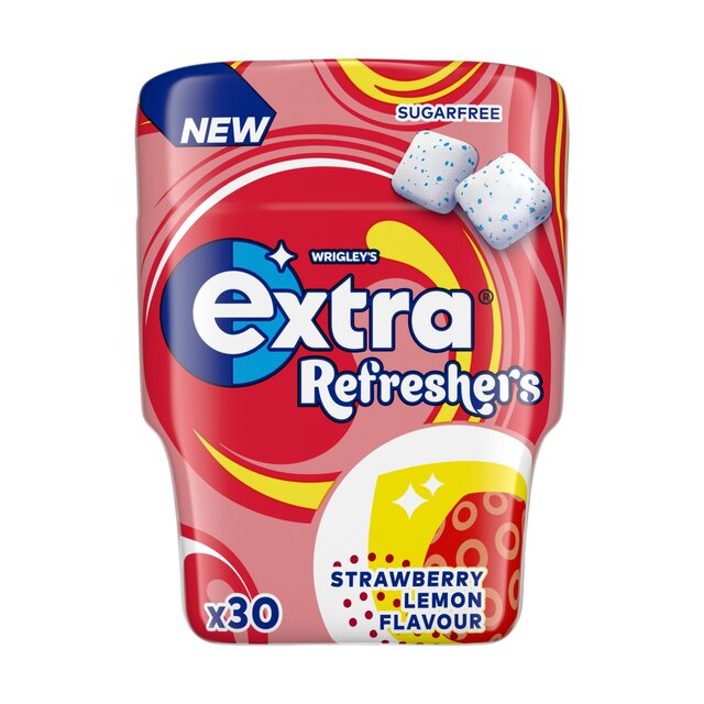 Extra Refreshers Strawberry Lemon Sugarfree Chewing Gum Bottle