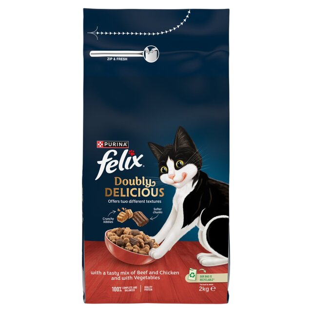 Felix Doubly Delicious Beef Chicken & Vegetables Dry Cat Food thumbnail 2