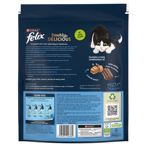 Felix Doubly Delicious Beef Chicken & Vegetables Dry Cat Food thumbnail 7