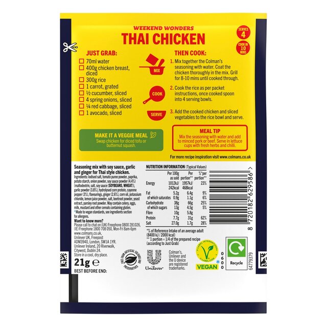Colman's Thai Chicken Dry Packet Mix thumbnail 5