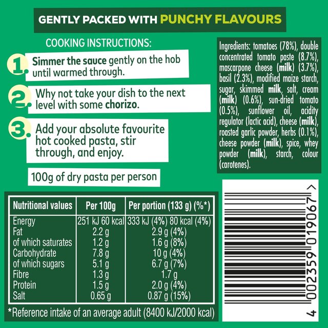 Dolmio Intensify Mild Mascarpone, Sundried Tomato & Intense Herbs thumbnail 2