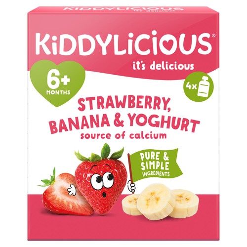 Kiddylicious Strawberry, Banana & Yoghurt Pouch Snack Baby Food multi 6m+