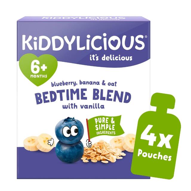 Kiddylicious Blueberry,Banana & Oat Bedtime Blend Pouch Baby Food Multi 6m+