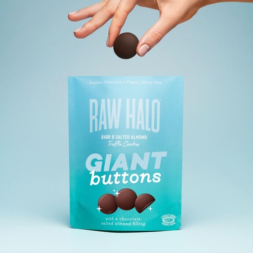 Raw Halo Dark & Salted Almond Vegan Giant Chocolate Buttons thumbnail 2