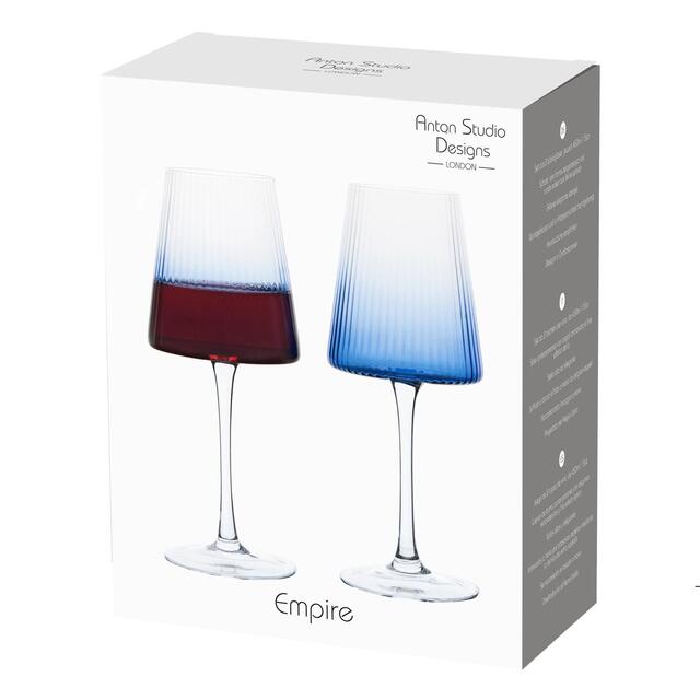 Anton Studio Designs Empire Blue Wine Glasses thumbnail 5
