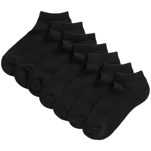 M&S Kids Half Terry Trainer Liner, 6-8.5, Black, 7 Pack