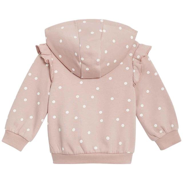 M&S Spot Print Frill Hoodie, 0-3 Months, Pink thumbnail 2