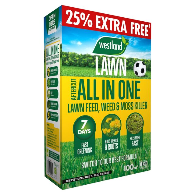 Westland Aftercut All In One Lawn Feed, Weed & Moss Killer 80M2