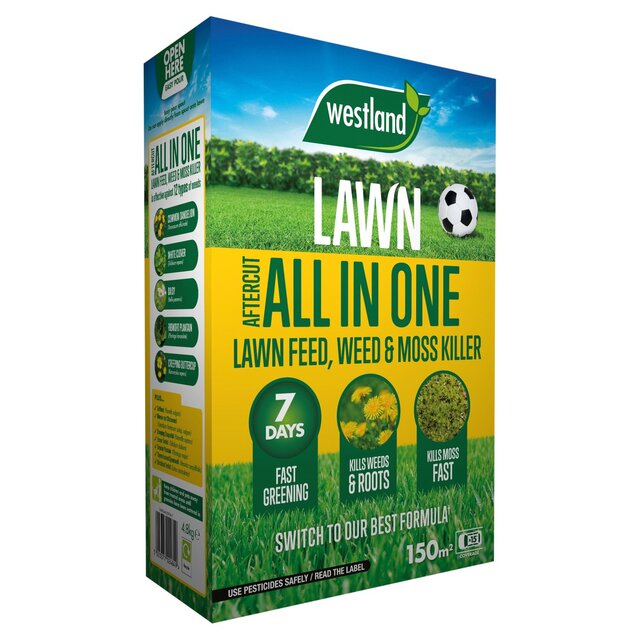 Westland Aftercut All In One Lawn Feed, Weed & Moss Killer 150M2