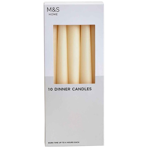 M&S Dinner Candles, White, 10 Pack